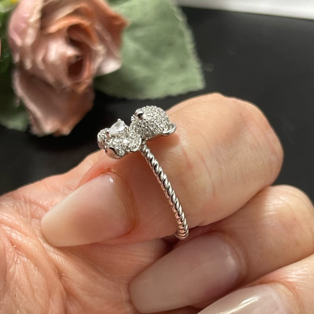 Solid Sterling Silver 925 Teddy Bear Ring Size 6,… - image 5
